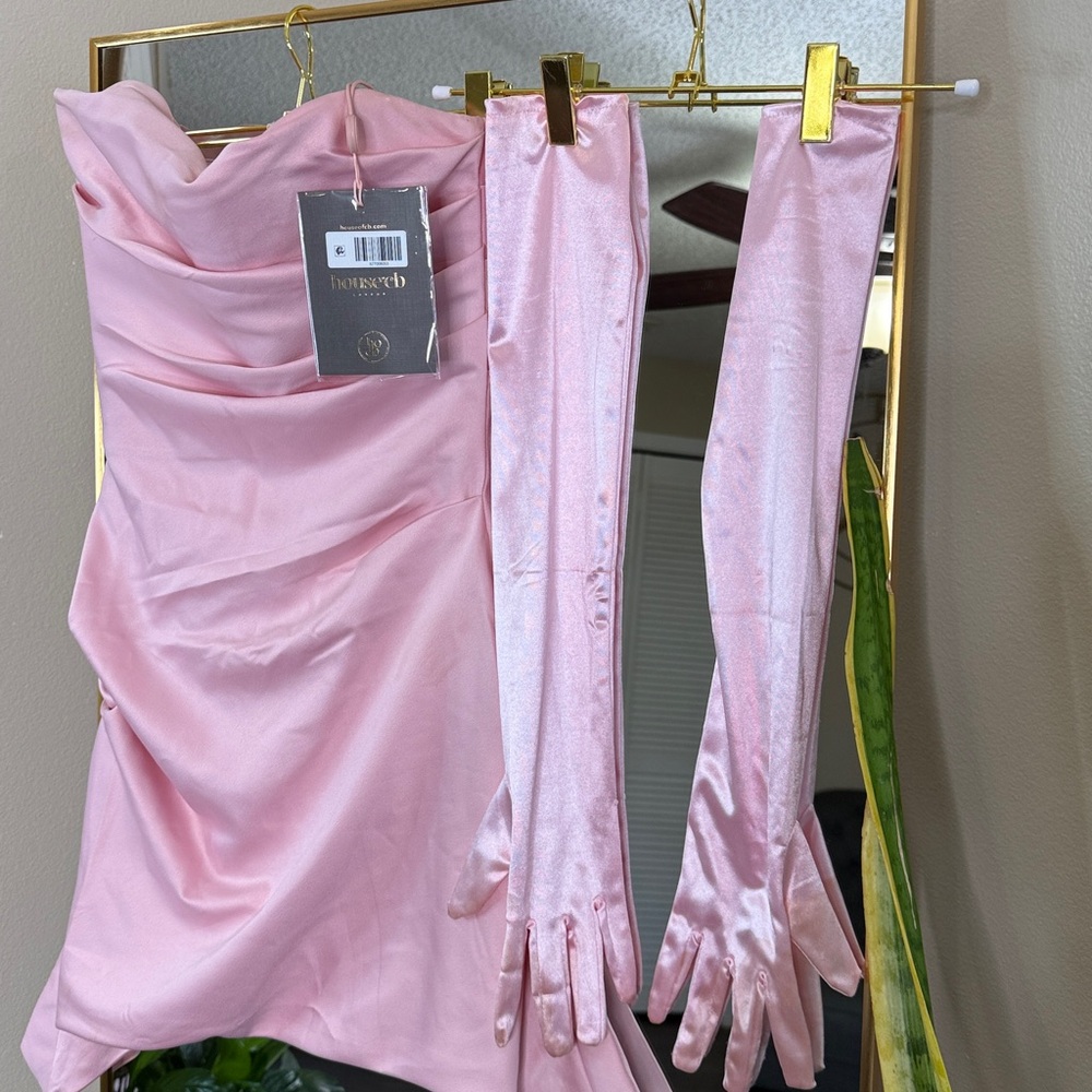 HOUSE OF CB 'Jasmine' Rose Pink Draped Strapless Corset Dress NWOT - Picture 11 of 17